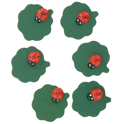 Coccinelles 3D sur feuille en bois d�cor�