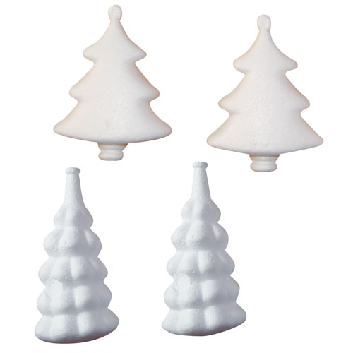 Set de 4 sapins en polystyr�ne